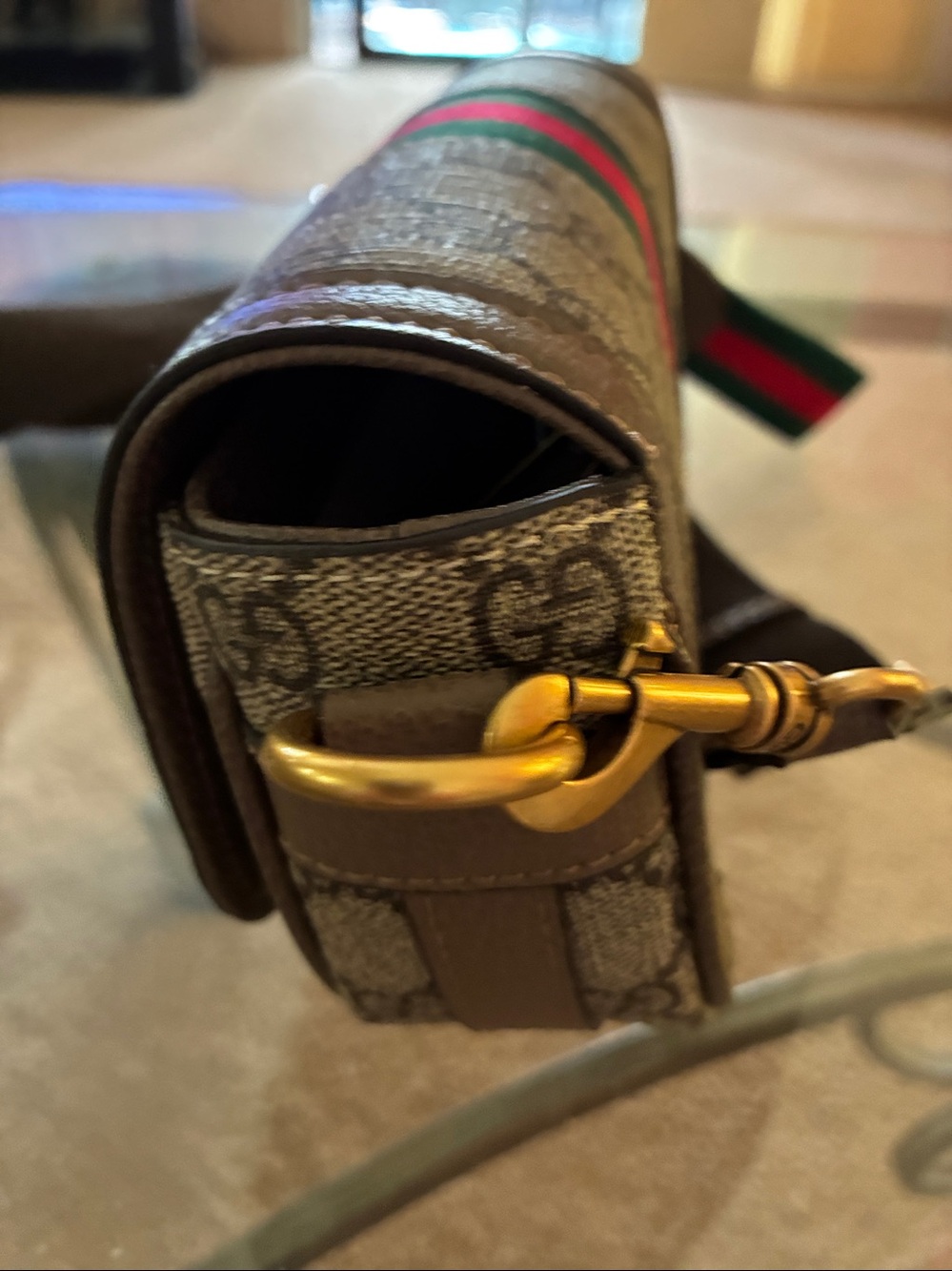 Beige Supreme Crossbody with Green-Red Web Stripe copy - Picture 4 of 14